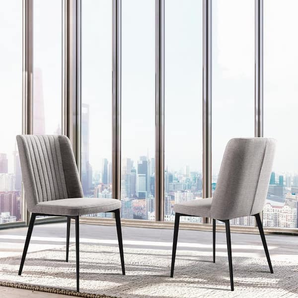 Armen Living Maine Gray Fabric Dining Chair - Set of 2