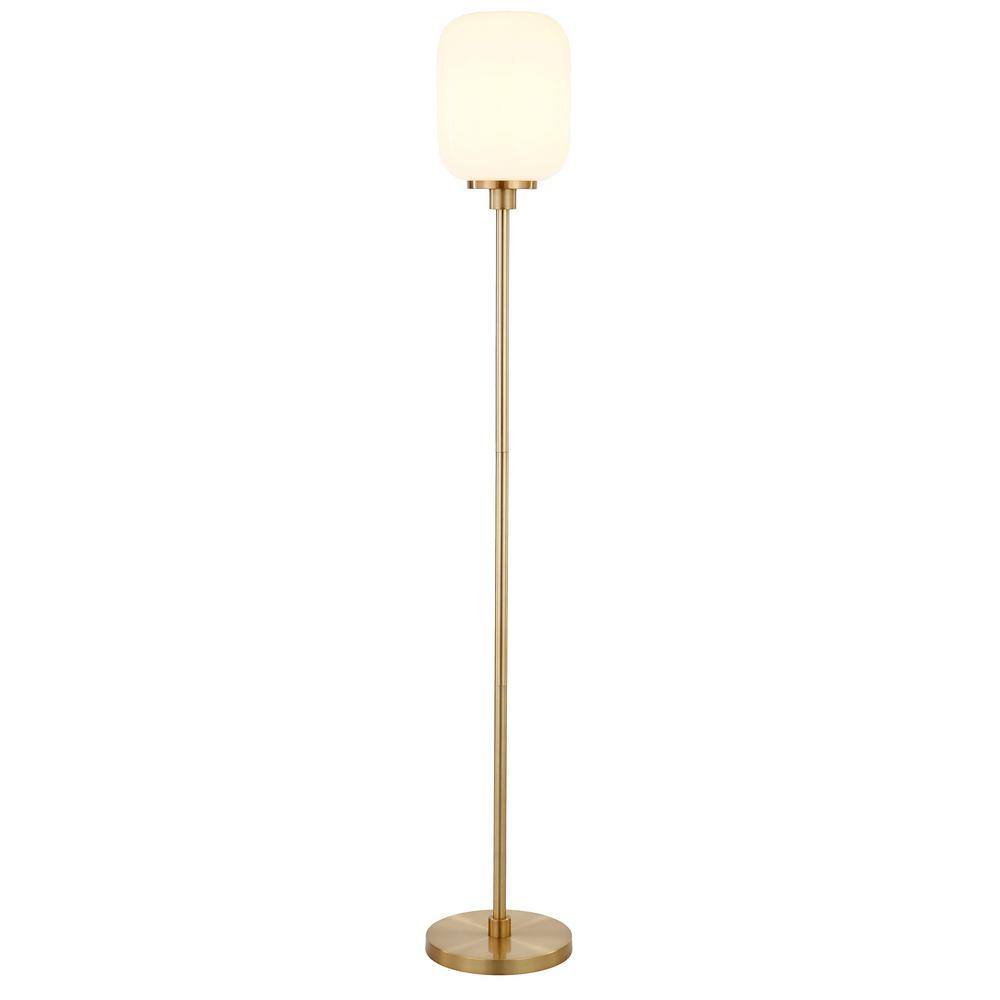 69" White Metal Floor Lamp with Adjustable Shade
