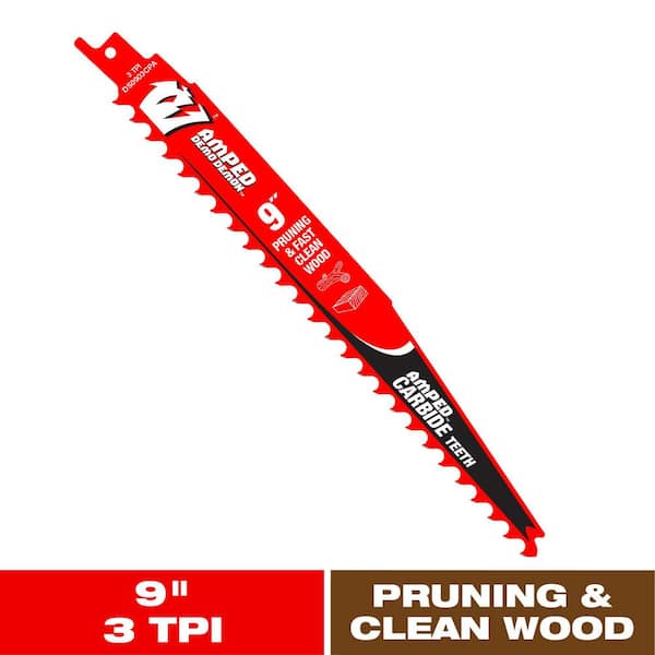 DIABLO AMPED Demo Demon 9 in. 3 TPI Carbide Reciprocating Saw Blade for Pruning and Clean Wood