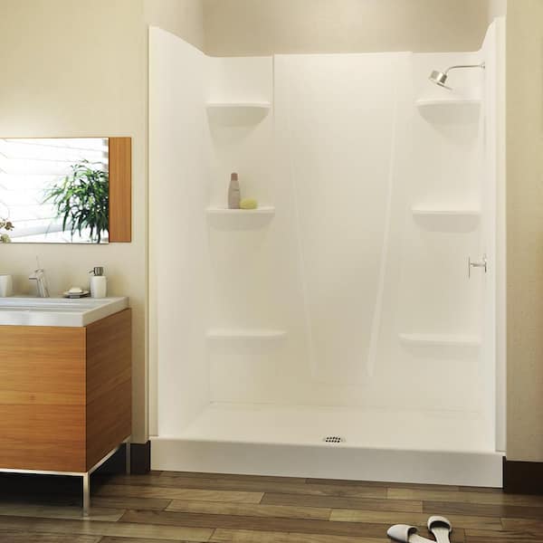 Aquatic Composite 5 in. x 27 in. x 74 in. 2-Piece Direct-to-Stud Shower Wall Panels in White