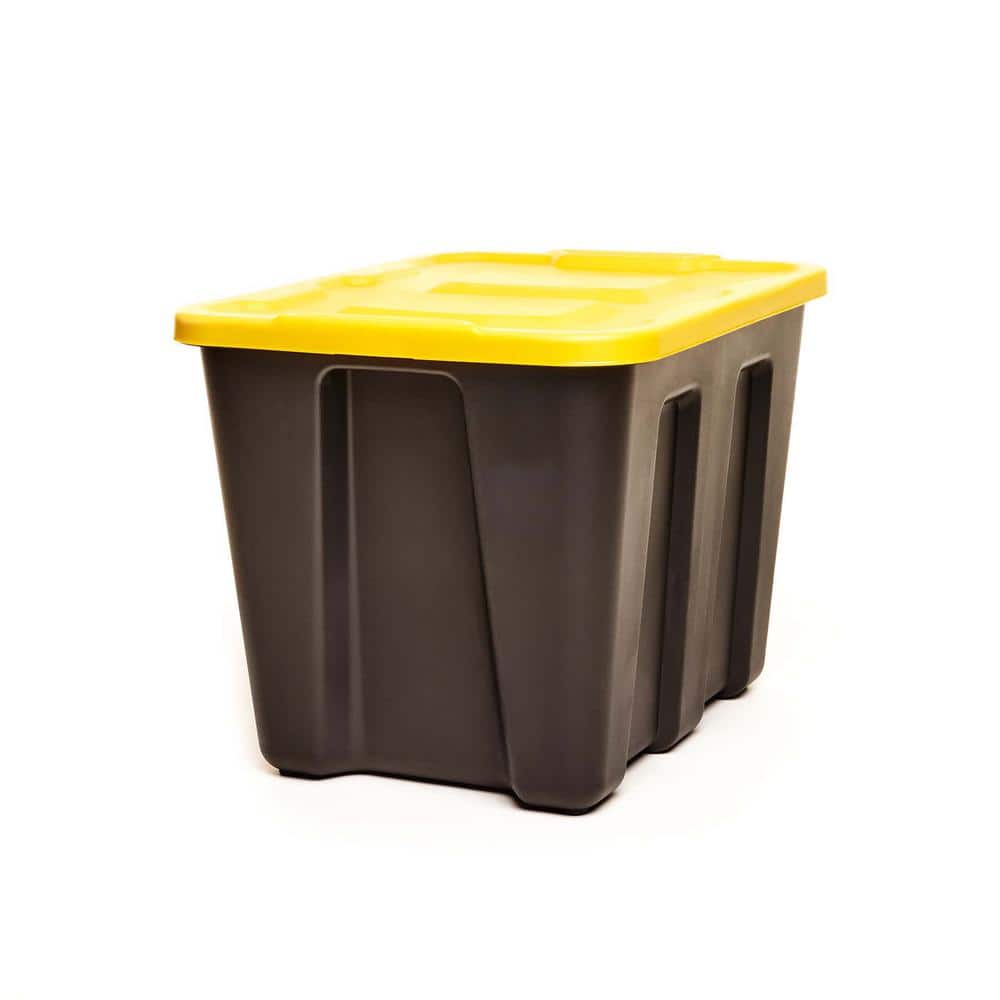 HOMZ Durabilt 18 Gallon LLDPE Storage Container, Black Base with Yellow  Lid, Set of 4 6921BKYLEC.04 - The Home Depot