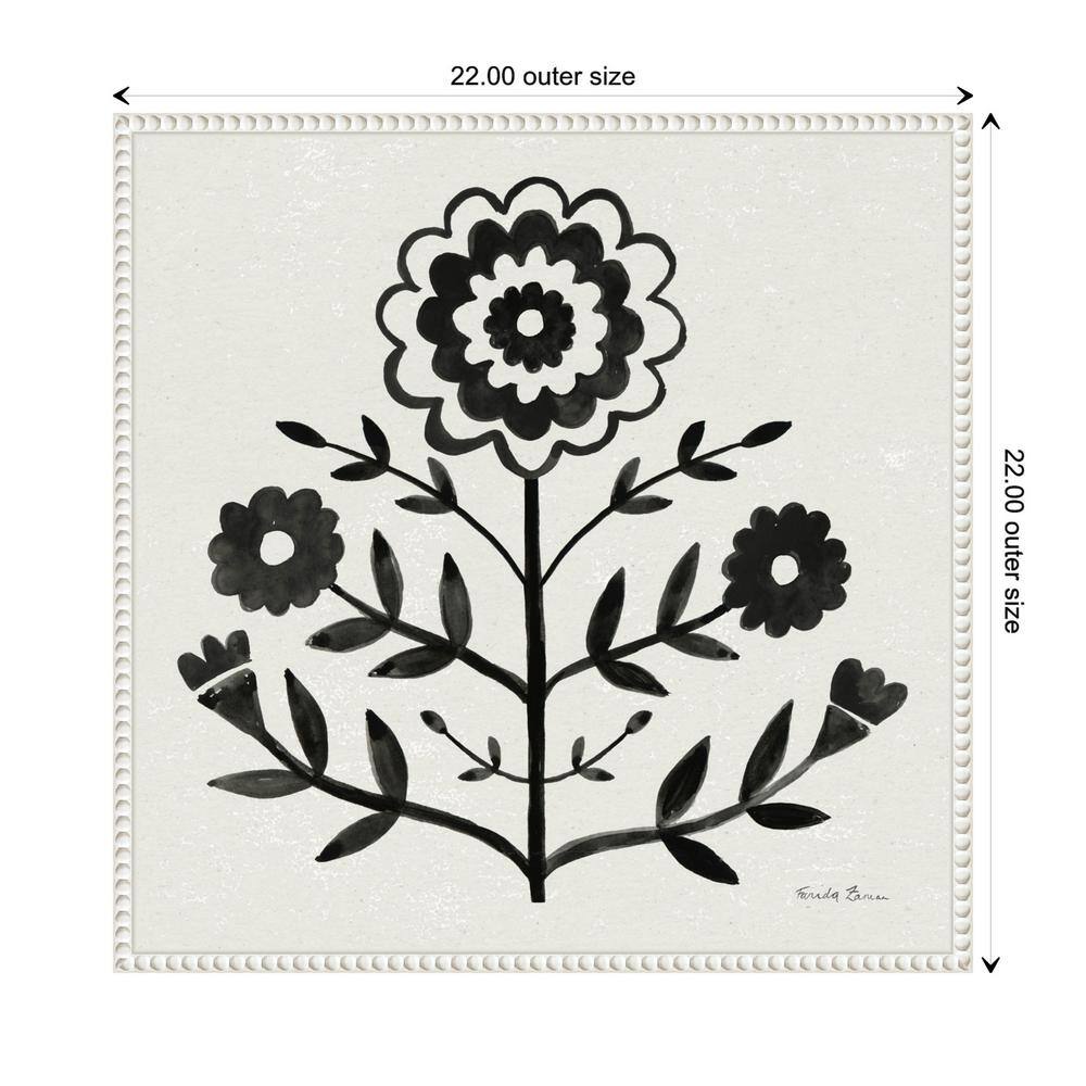 Black and White Botanic-Inspired Framed Canvas Wall Art
