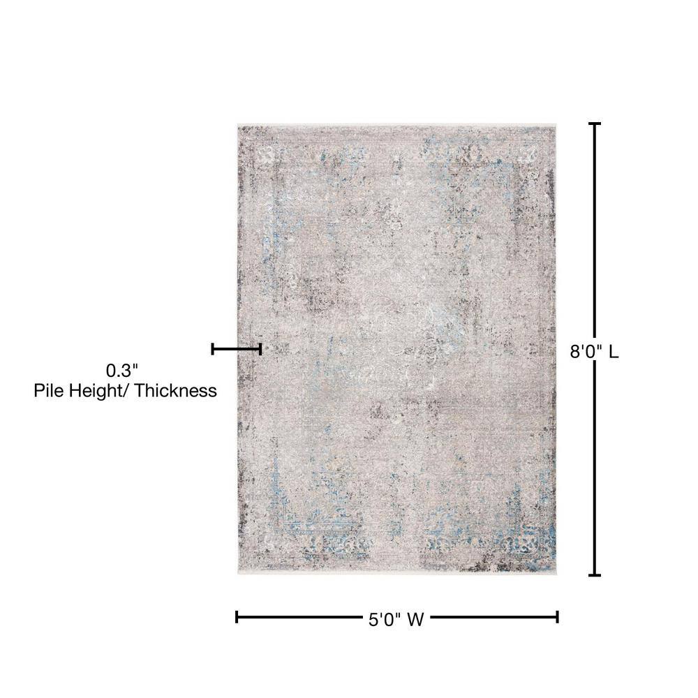 Gray Hand-Knotted Wool and Viscose Area Rug