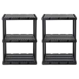 12 in. x 24 in. x 33 in. 3-Shelf Knect-A-Shelf Solid Light Duty Storage Unit in Black (2-Pack)