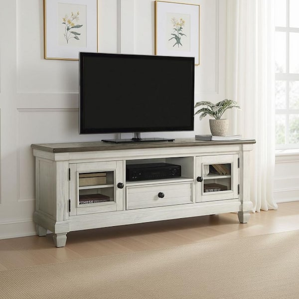 White, Brown and Black TV Stand Fits TVs up to 59 to 64 in. with 1 Drawer and 2 Cabinets