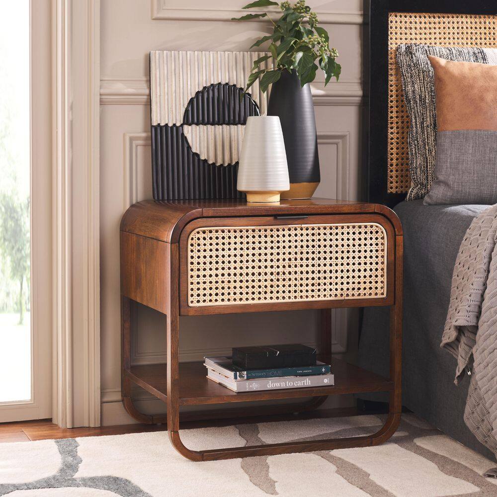 Yunis Walnut/Natural 1 Drawer Nightstand price history on PriceWatchPro