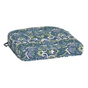 ProFoam 20 in. x 19 in. Sapphire Aurora Blue Damask Rounded Rectangle Outdoor Chair Cushion