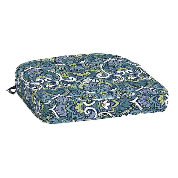 ARDEN SELECTIONS ProFoam 20 in. x 19 in. Sapphire Aurora Blue Damask Rounded Rectangle Outdoor Chair Cushion