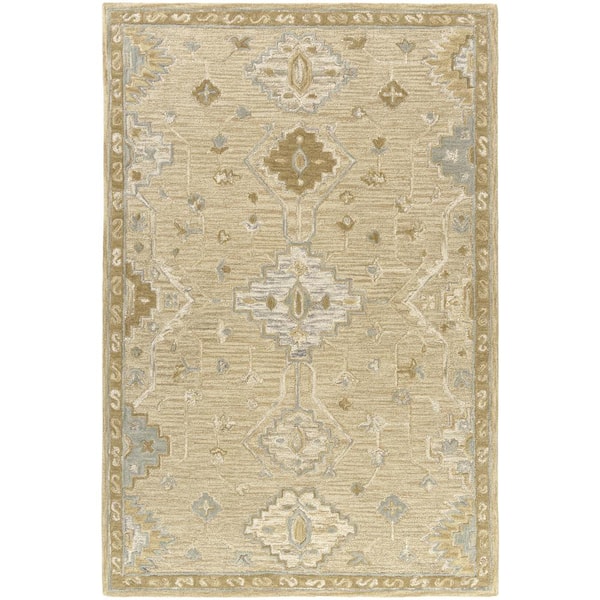 Unbranded Diana Beige/Blue 5 ft. x 8 ft. Medallion Indoor Area Rug