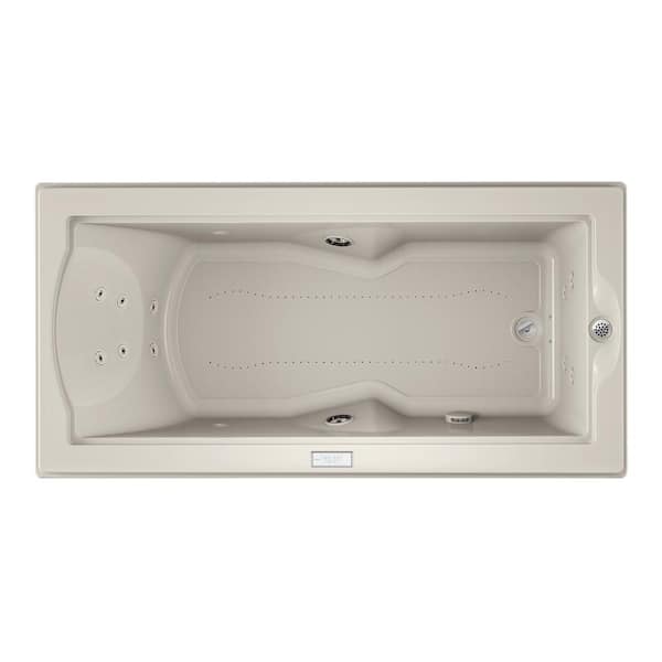 JACUZZI FUZION SALON SPA 70.7 in. x 35.4 in. Rectangular Combination Bathtub with Right Drain in Oyster