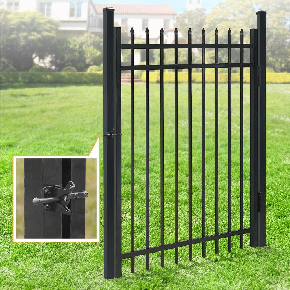Black Steel 5FT x 4FT Decorative Garden Fence Gate