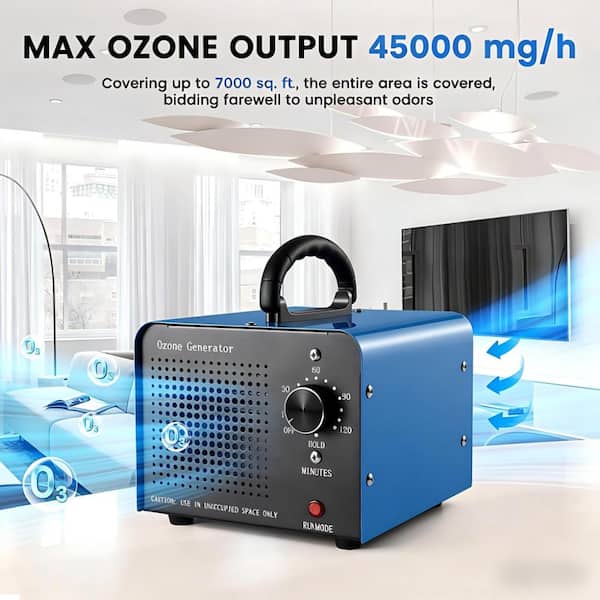 7,000 sq. ft. UV Ozone Generator in Blue, 45000 mg/h High Capacity Commercial/Industrial Ozone Generator Machine
