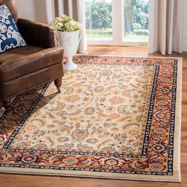 Austin 3 ft. x 4 ft. Cream/Red Oriental Border Area Rug
