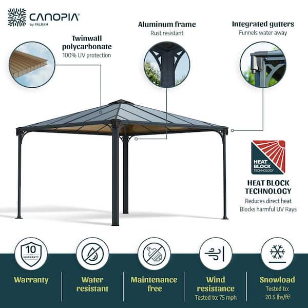 Palermo 12 ft. x 12 ft. Gray/Bronze Outdoor Gazebo