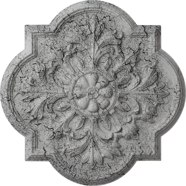 Ekena Millwork 1-3/4 in. x 20 in. x 20 in. Polyurethane Bonetti Ceiling Medallion, Ultra Pure White Crackle