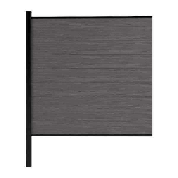 5.5 ft. H x 6 ft. W Silver Gray Composite Privacy Fence Panel Kit with 1 8 ft. H Aluminum In-Ground Post