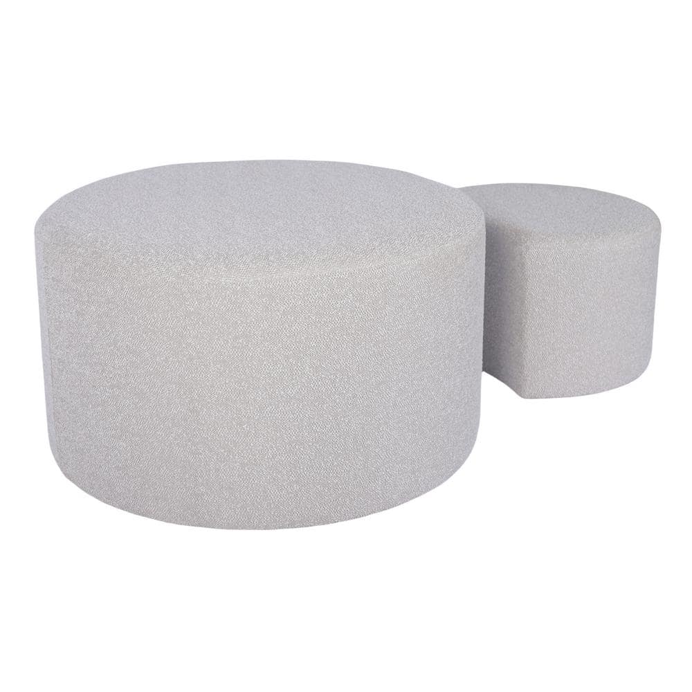 Beige Upholstered Nesting Coffee Tables (Set of 2), Footrest, Ottoman and S