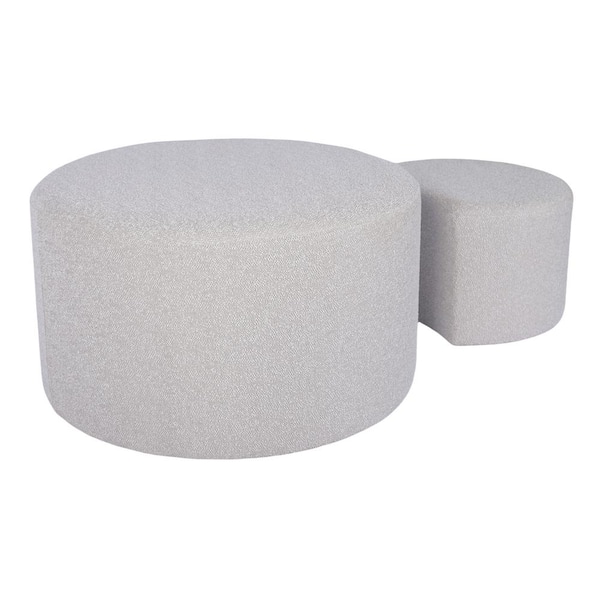 Unbranded Beige Upholstered Nesting Coffee Tables (Set of 2), Footrest, Ottoman and Seat for Living Room Bedroom Entryway Office