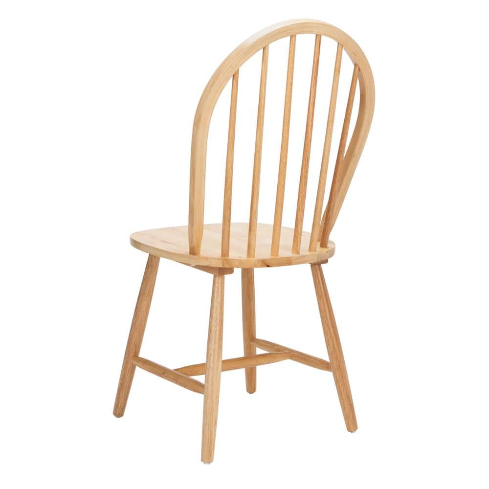 Natural Rubberwood High Slat Back Windsor Side Chair Set