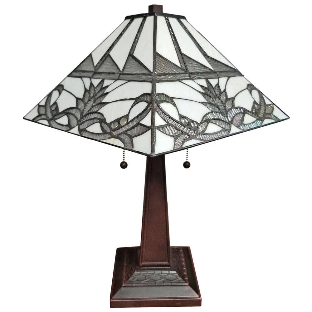 Tiffany Style 22" White Stained Glass Table Lamp