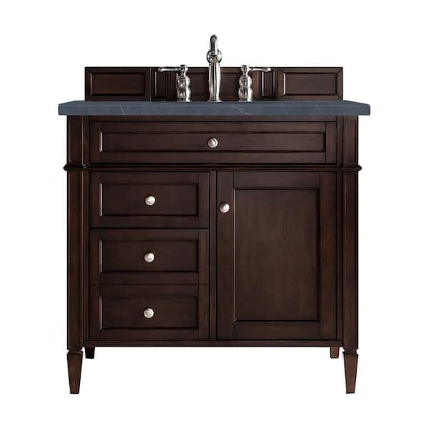James Martin Vanities Brittany 36 in. W x 23.5 in.D x 34 in. H Single Vanity in Burnished Mahogany with Quartz Top in Charcoal Soapstone
