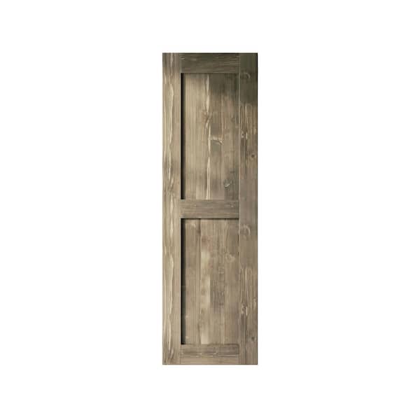 HOMACER 26 in. x 84 in. H-Frame Classic Gray Solid Natural Pine Wood Panel Interior Sliding Barn Door Slab with-Frame