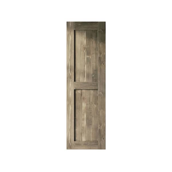 HOMACER 28 in. x 84 in. H-Frame Classic Gray Solid Natural Pine Wood Panel Interior Sliding Barn Door Slab with-Frame