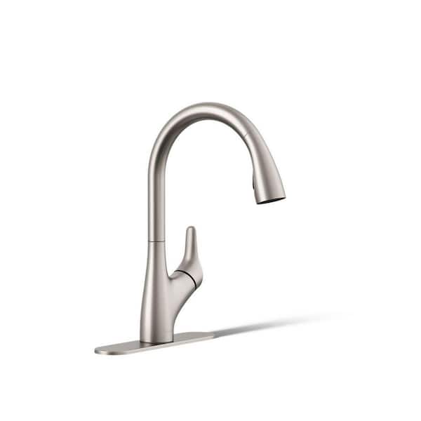KOHLER Rival Single Handle 2-Spray Patterns Pull-down kitchen sink faucet in Vibrant Stainless