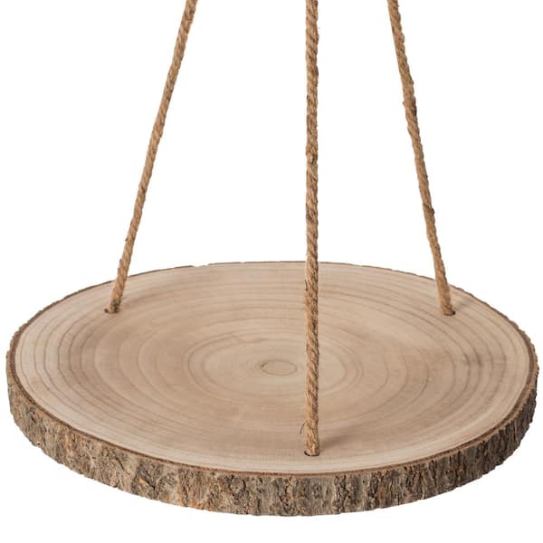 Vintiquewise 14 in. Natural Wood Modern Hanging Shelf Log Slices for Kitchen Dining Room Office Outdoors 1-Shelf