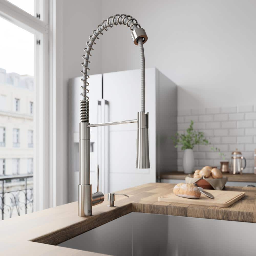Stainless Steel Pull-Down Kitchen Faucet with Soap Dispenser