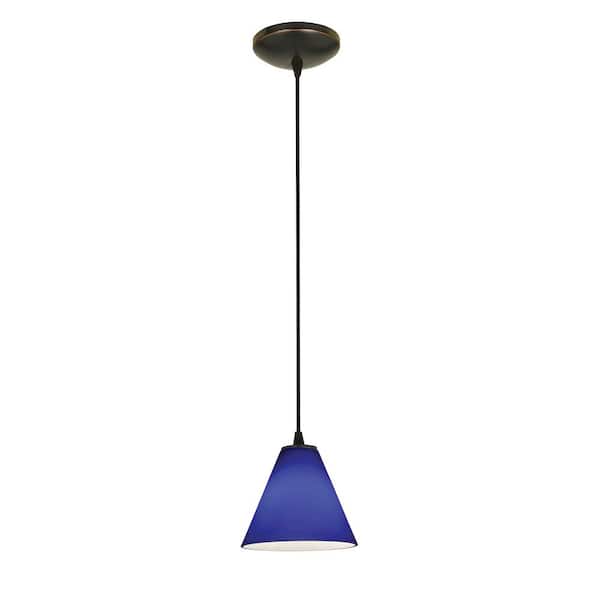Access Lighting Martini 1-Light Oil Rubbed Bronze Shaded Pendant Light with Glass Shade
