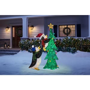 62 in Penguins with Christmas Tree Holiday Yard Decoration