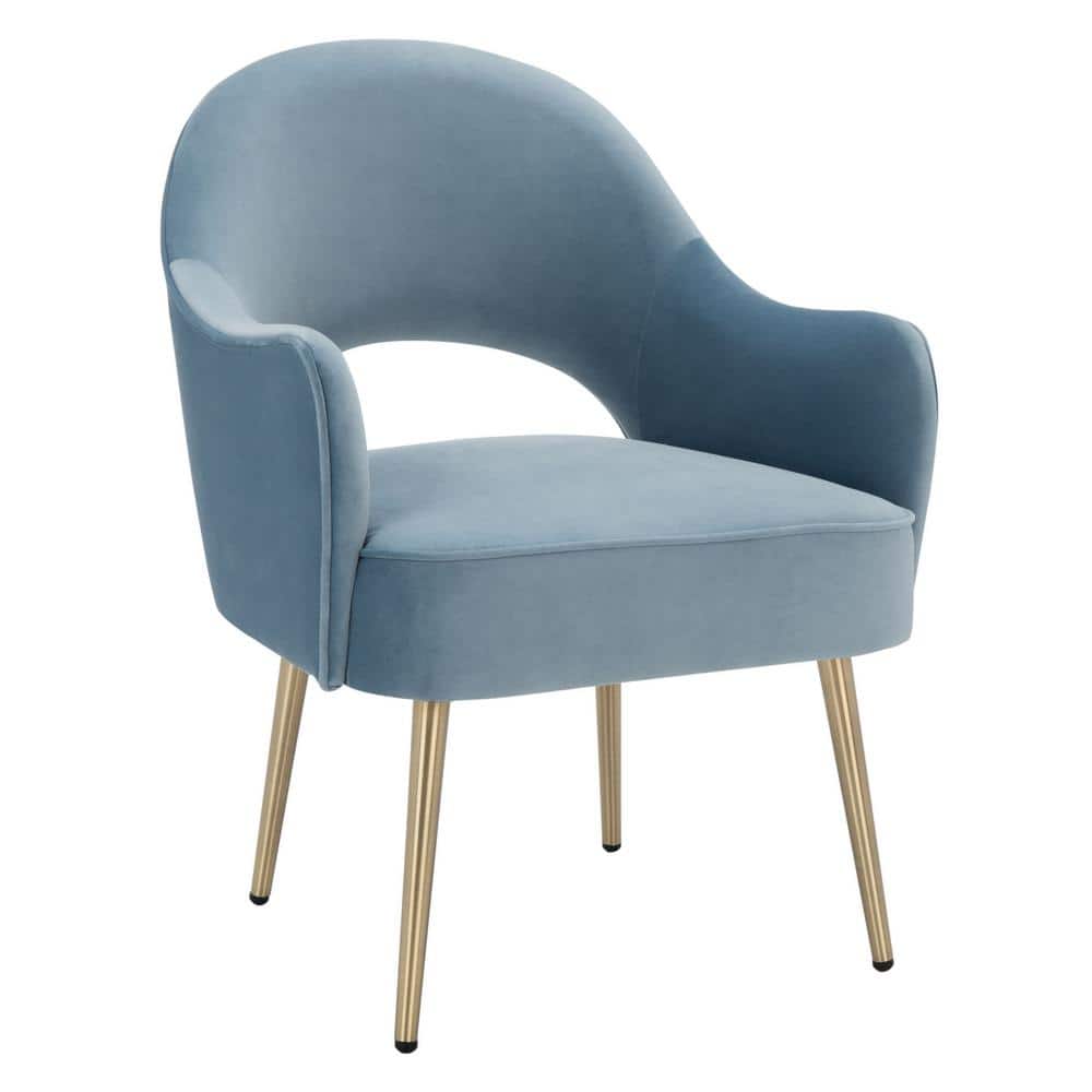 Light Blue Velvet Accent Chair with Gold Legs