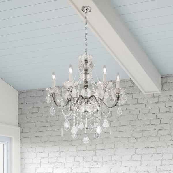 Hampton Bay Maria Theresa 6-Light Chrome and Clear Acrylic Chandelier