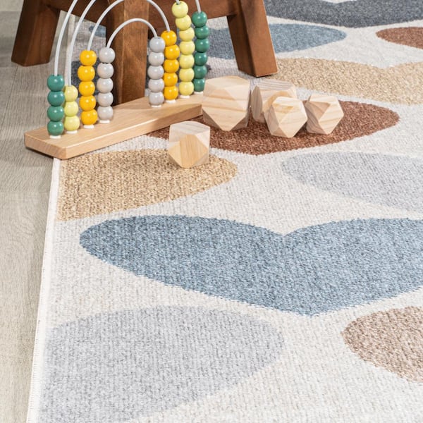 JONATHAN Y Dila Modern Hearts Geometric Machine-Washable Ivory