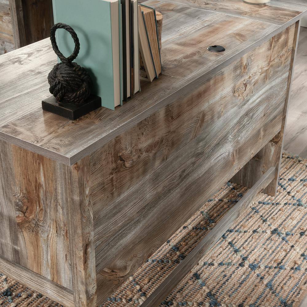Rustic Cedar L-Shaped Wood Computer Desk with Drawers