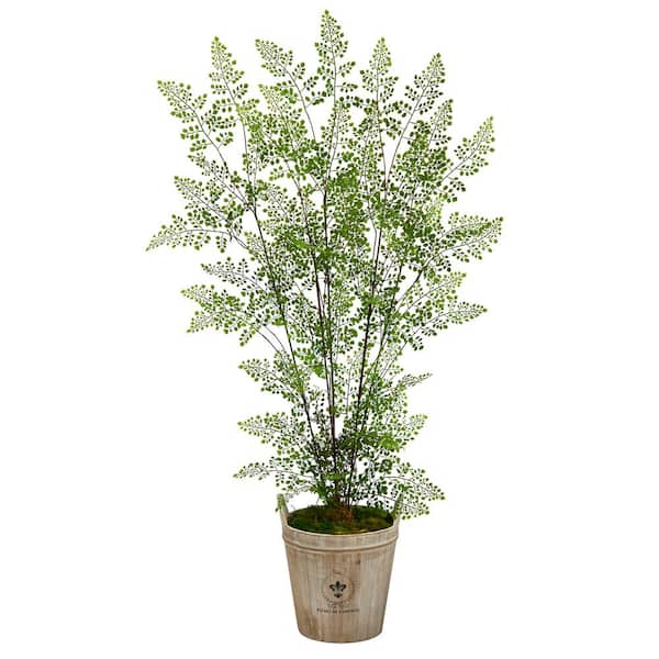 Nearly Natural 5.5ft. Ruffle Fern Artificial Tree in Farmhouse Planter