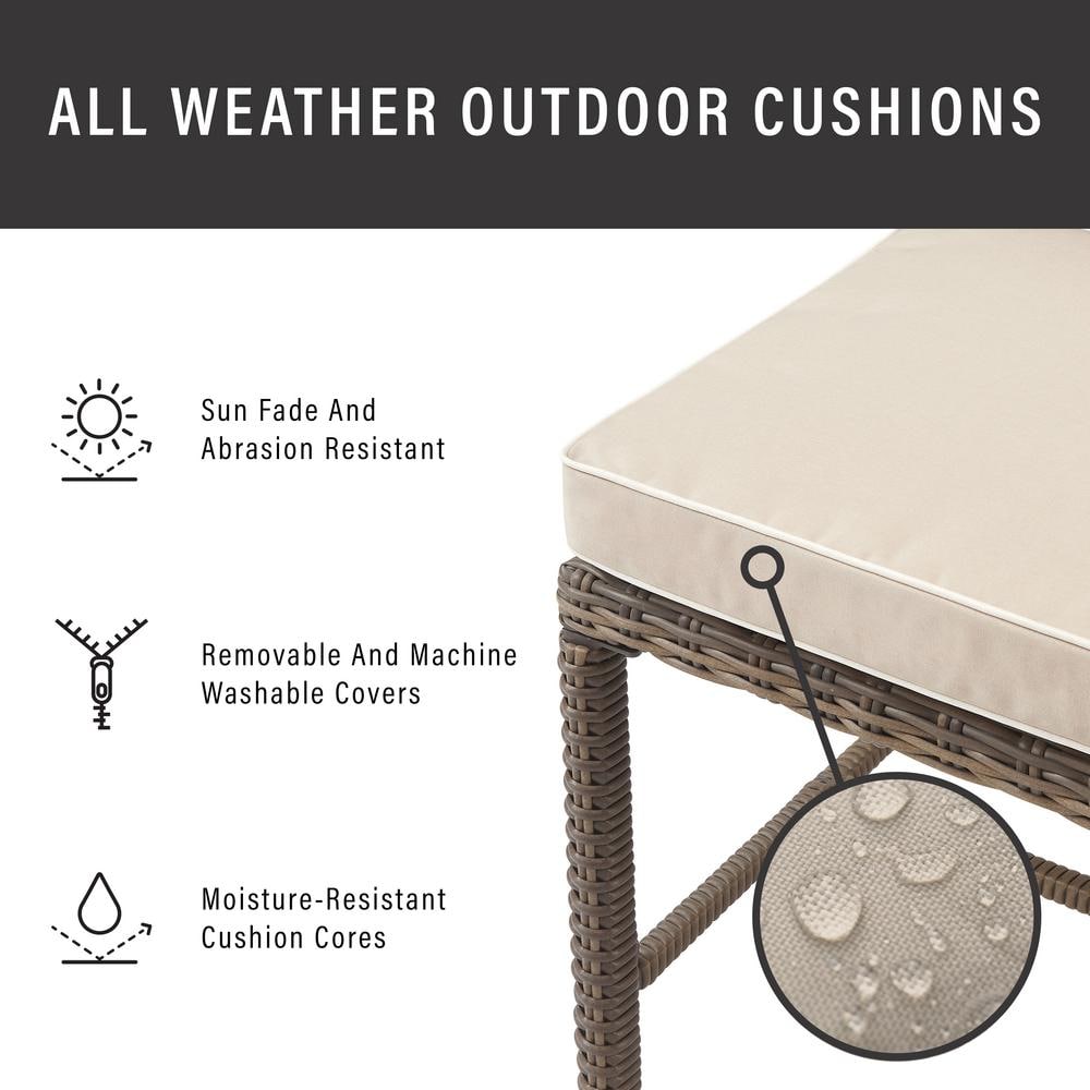 Bradenton Weathered Brown Wicker Outdoor Dining Chairs with Sand Cushions