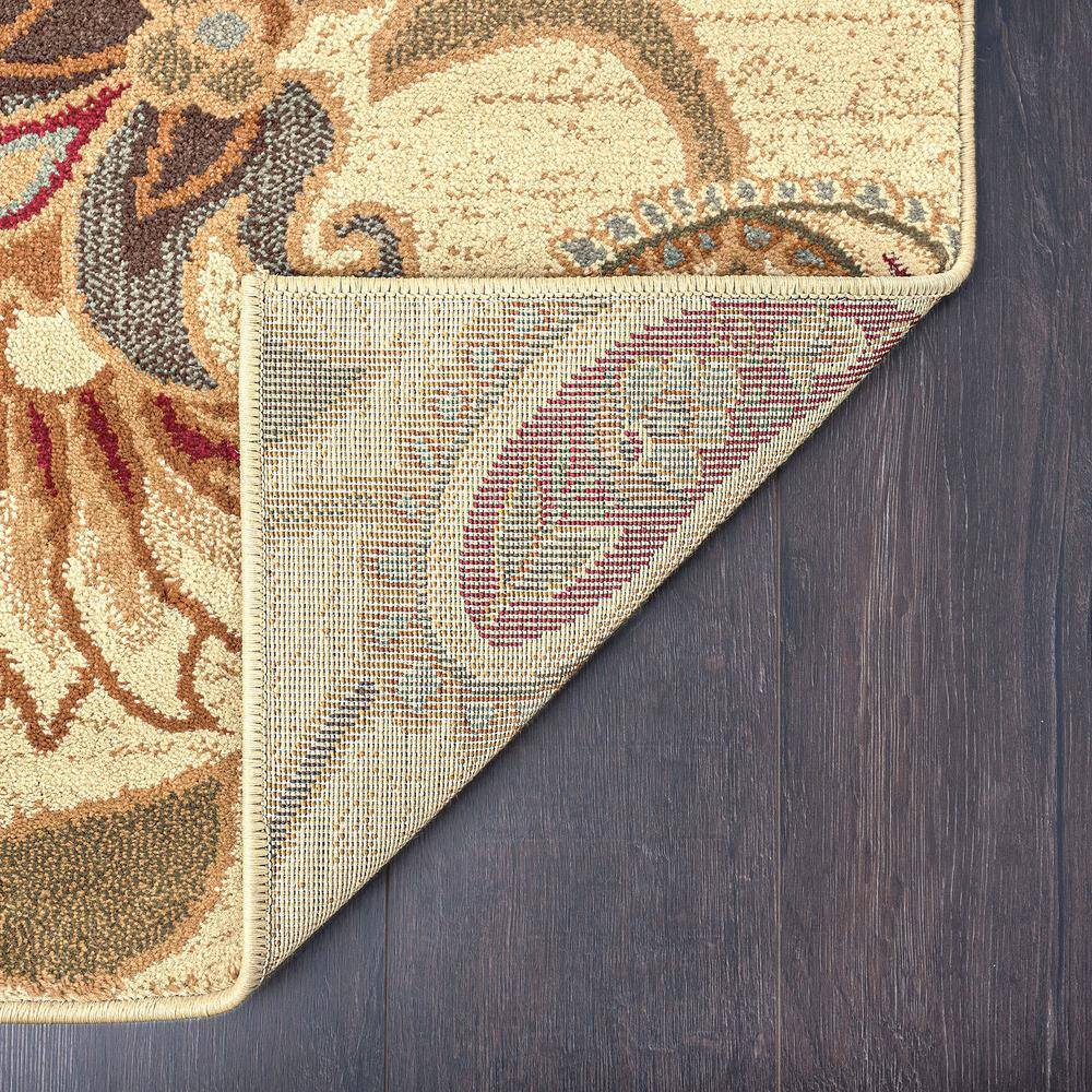Ivory Floral Synthetic Tufted Rectangular Area Rug