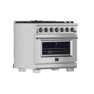 Capriasca 36 in. 5.36 cu. ft. Gas Range with 6 Gas Burners Oven in Stainless Steel