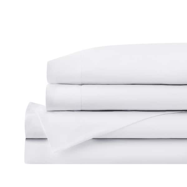 Home Decorators Collection 500 Thread Count Egyptian Cotton Sateen White 4-Piece Full Sheet Set
