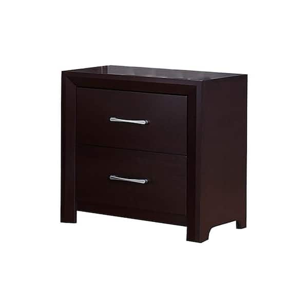 Benjara Espresso Brown 2-Drawers Nightstand
