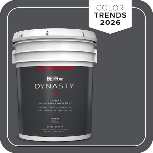 BEHR DYNASTY 5 gal. #PPU18-01 Cracked Pepper Flat Exterior Stain-Blocking Paint & Primer