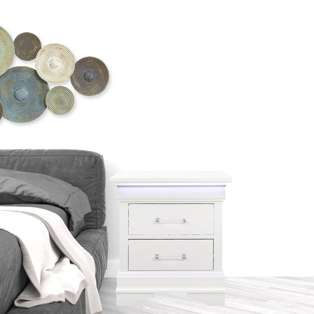 White 2 Drawer 22.56 in. W Nightstand