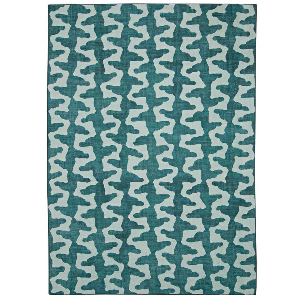 Doran Aqua and Green 3 ft. W x 5 ft. L Washable Polyester Indoor/Outdoor Area Rug price history on PriceWatchPro