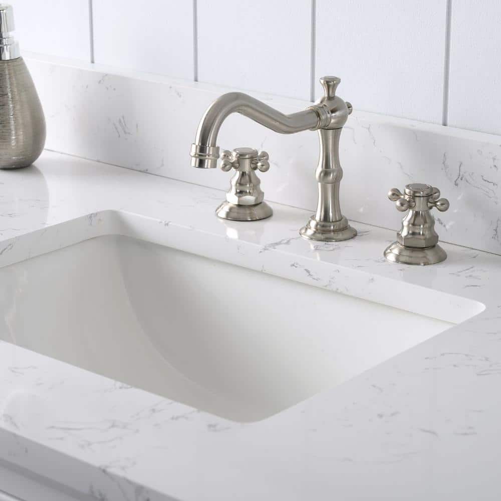 Thompson 60" White Solid Wood Single Bathroom Vanity with Engineered Stone Top