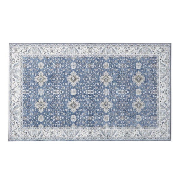 Willa Blue/Taupe 9 ft. x 12 ft. Woven Geometric Polyester Area Rug