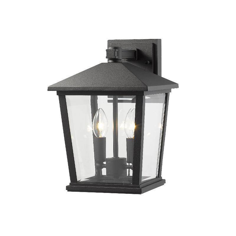 Beacon 15" Black Dimmable Outdoor Wall Sconce with Clear Beveled Glass