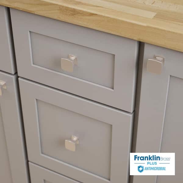 (5-Pack) Parow 1-1/8 in. (29mm) Classic Square Cabinet Knobs in Satin Nickel with Antimicrobial Properties