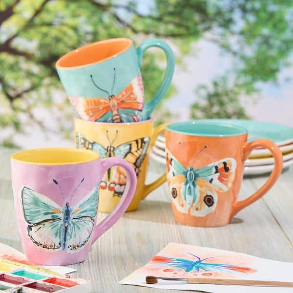 Certified International Butterflies Mugs, Set of 4 - Miscellaneous